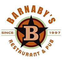 Barnabys Restaurant and Pub logo with Letter B in a black star with a circle behind star. Since 1997